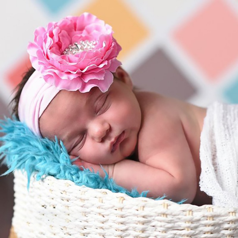 

New Infant Girls Casual Fashion Headband Childrens Cute Flower Headwear Newborn Cotton Hair Accessories, White