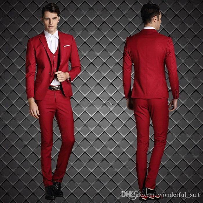 

Classic Slim Fits Red Groom Tuxedos Notch Lapel Groomaman Blazer Man Normal Business Suits (Jacket+Pants+Vest+tie) NO:1144, White