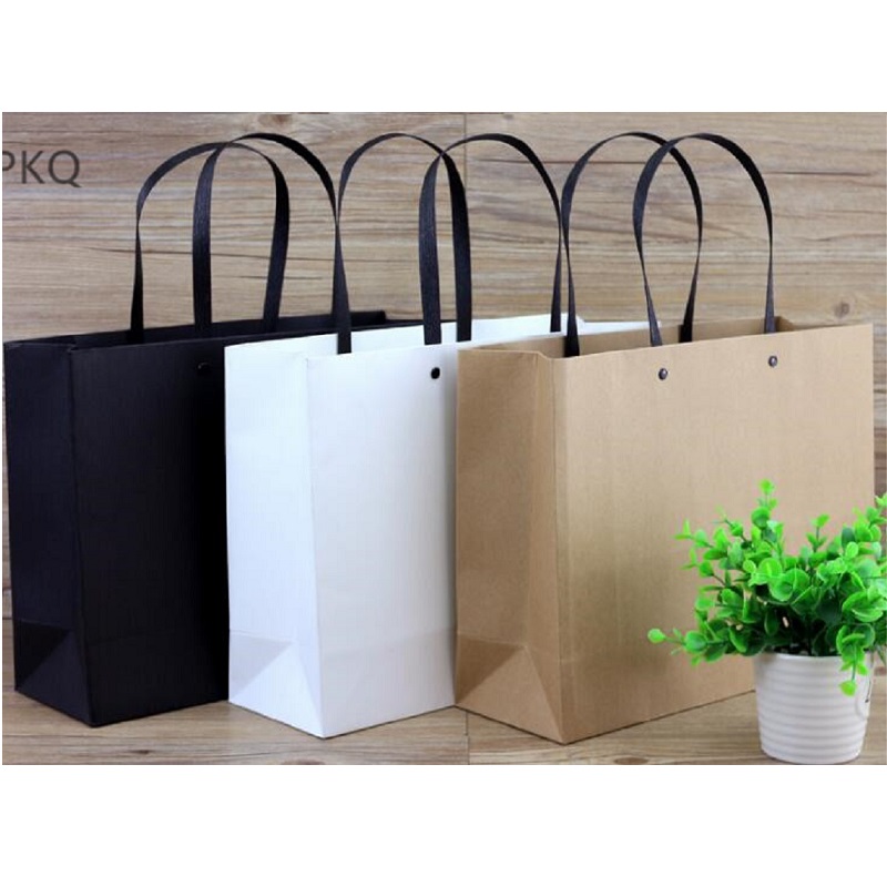 

High Quality Portable Paper Bag Blank Black White Paper Gift Bag For Jewelry Party Favor Candy Clothing Shopping Bags