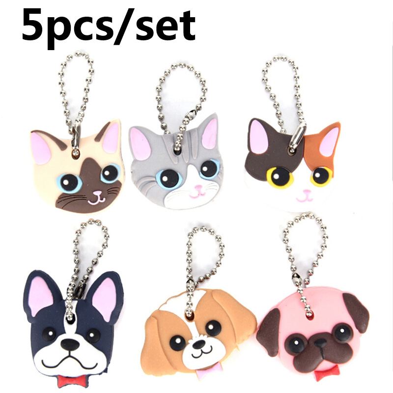 Silicone Key Ring Cap Head Cover Lovely Animals Shape Key Case Shell Keychain HS