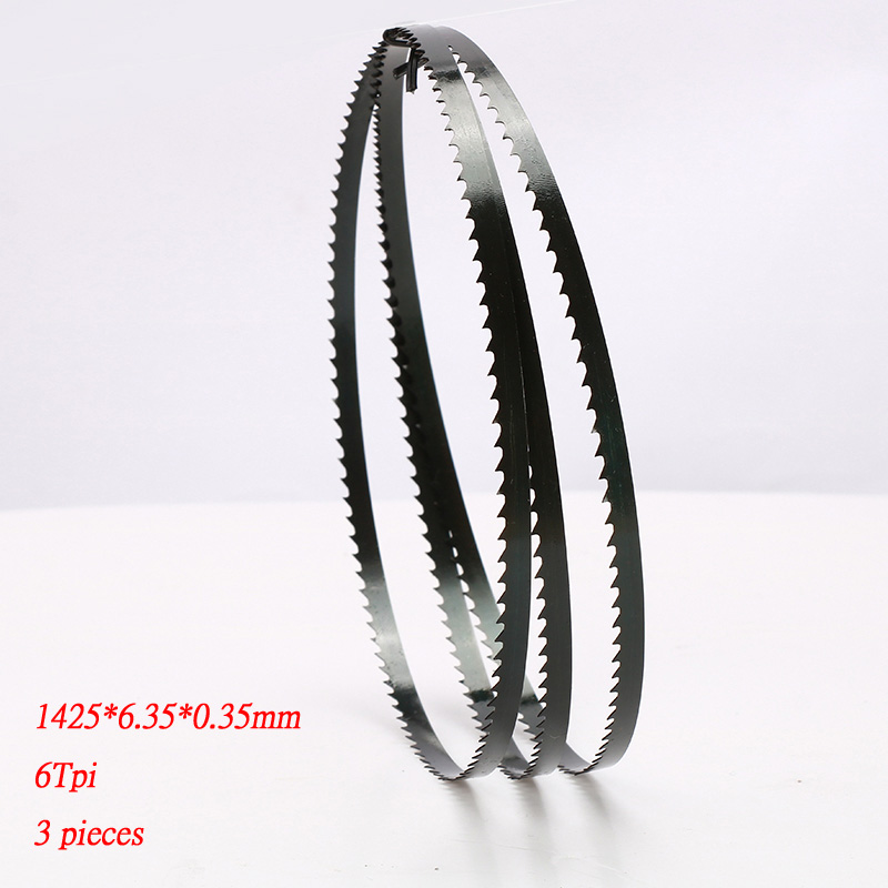 

3 Pieces 8" Band Saw Blades 1425mm x (Width: 3mm, 6.35mm, 9.5mm) x 6 or 14Tpi, Woodworking Band Saw Blades Cut Curve (Mix Pack