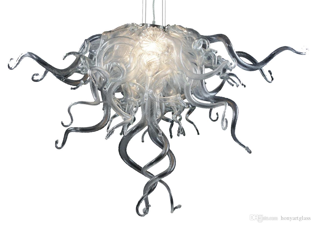 

New Arrival Silver Color Small Size Crystal Chandelier Living Room Decor LED 100% Hand Blown Glass Pendant Chandeliers