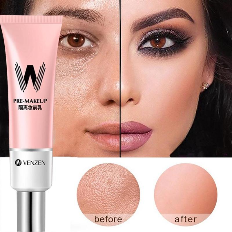 

30ml VENZEN W Primer Make Up Shrink Pore Primer Base Smooth Face Brighten Makeup Skin Invisible Pores Concealer, Pink