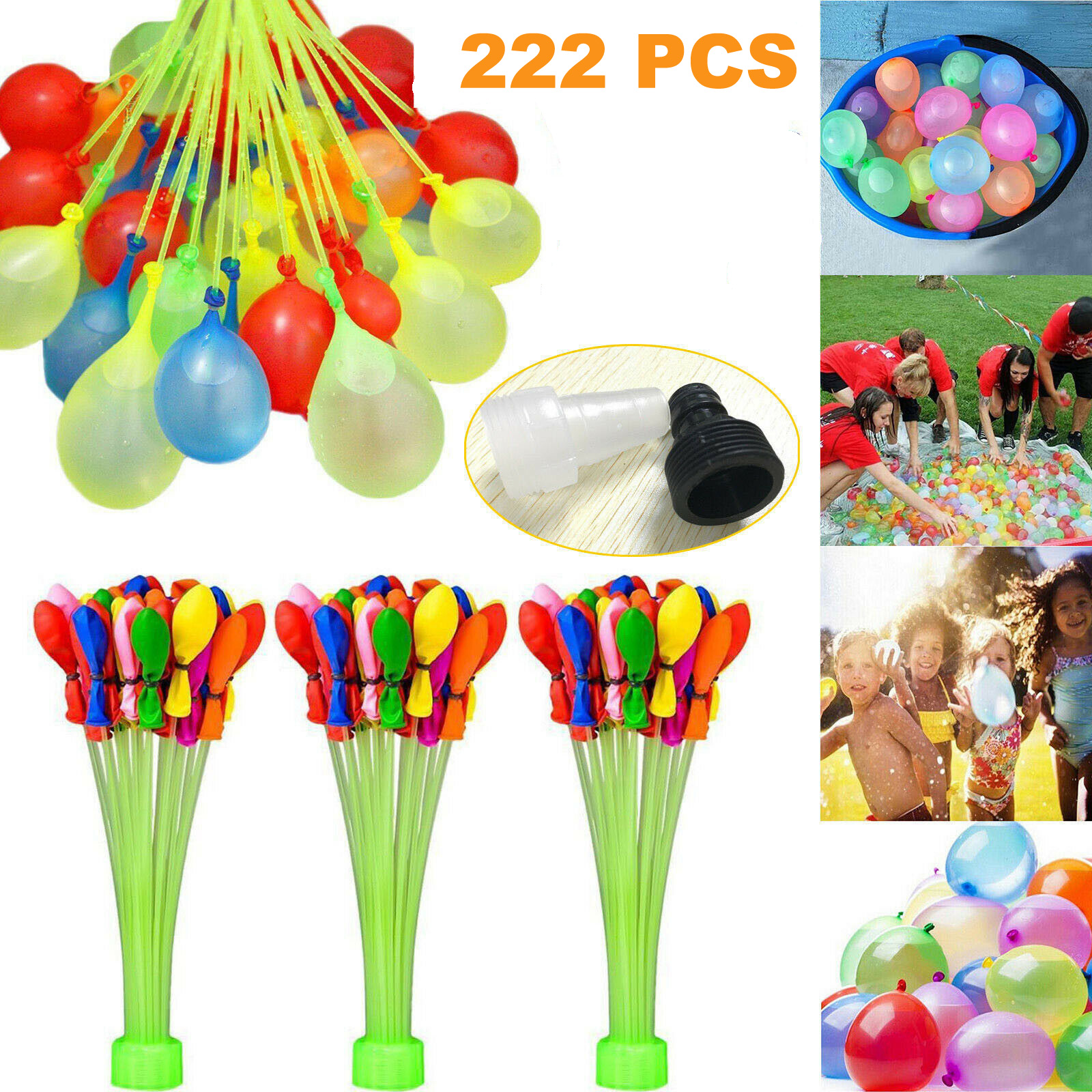 

222 pcs Water Balloons Toys Water Injection Rapid Filled Summer Water Bomb for Kids Water-filled Balloons Beach Fun Party Chindren Kids Toys