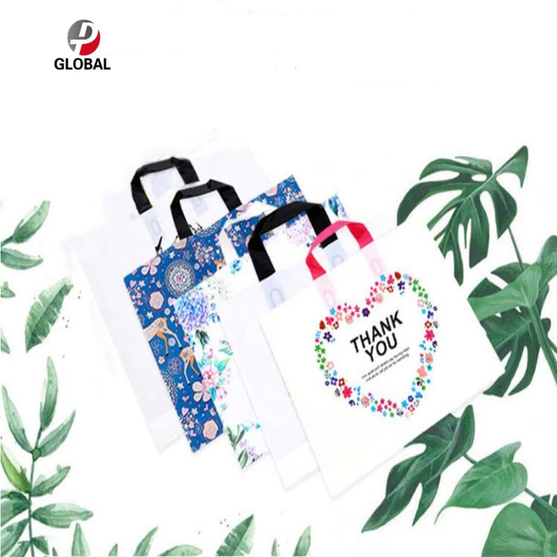 

D&P 50pcs 4 Sizes of Wedding floral Gift Thick Boutique Gift Shopping Packaging Plastic Handle Bags clothing Plastic carry bag