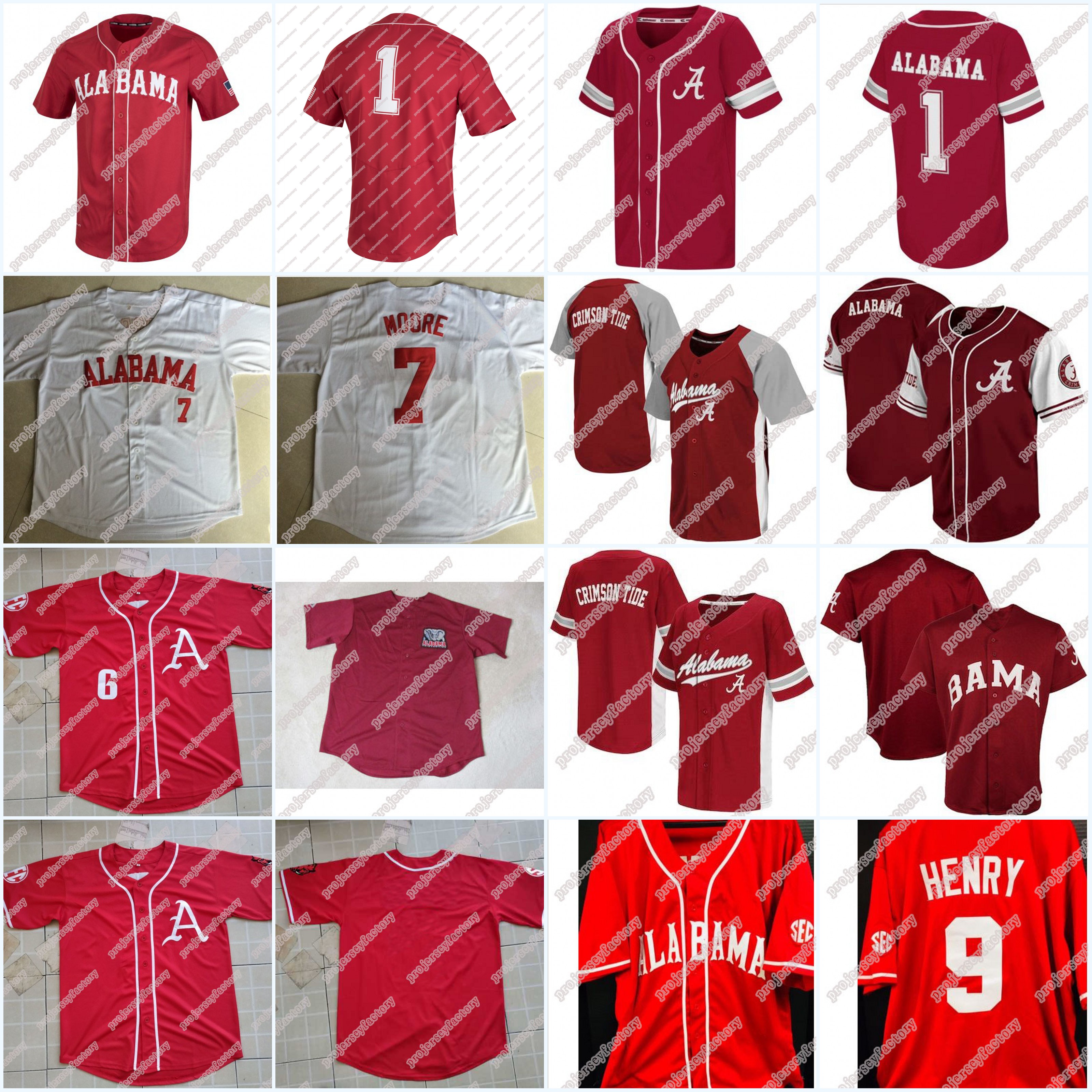 

#7 BEN MOORE Alabama Crimson Tide NCAA College Baseball Jersey 100% Stitched Embroidery Jersey For Mens Womens Youth High Quailty, As picture 1