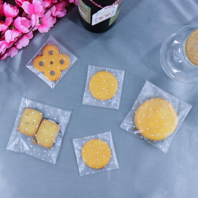 

100pcs Plastic Packaging Bag Translucent White Dot Candy Cookies Package For Birthday Party Wedding DIY Decorations