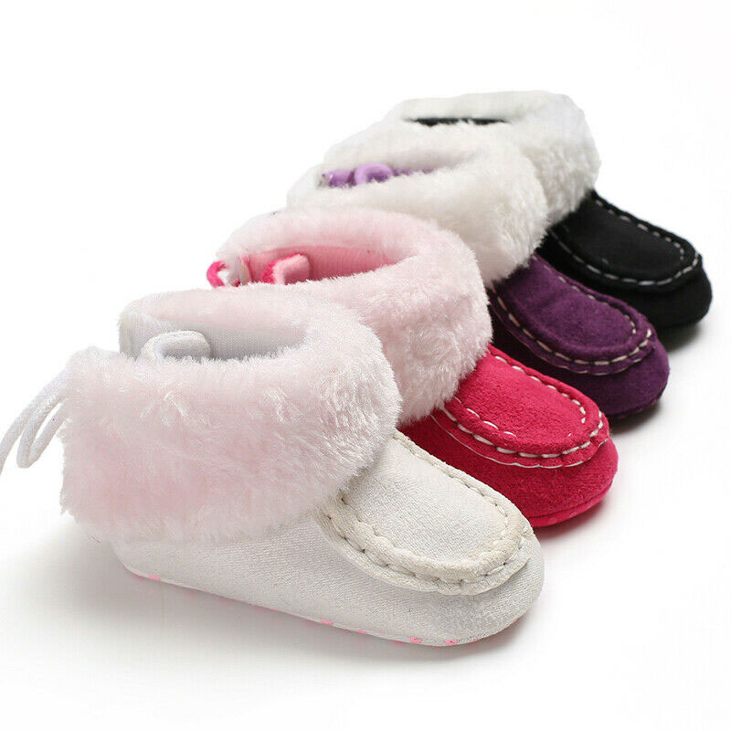 

Baby Boots Infant Newborn Baby Girls Cashmere Plush Winter Boots Fuzzy Soft Candy Color Bandage Warm Shoes