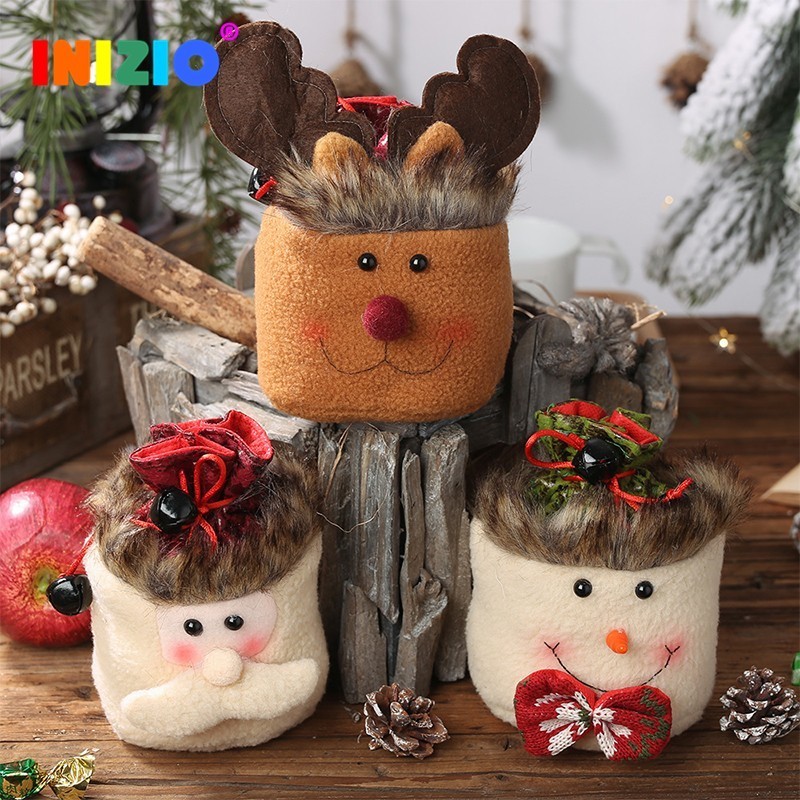 

2019 New Year Flannel Christmas Apple Bag Hanging Decoration Christmas Reindeer Santa Snowman Tree Ornaments Xmas