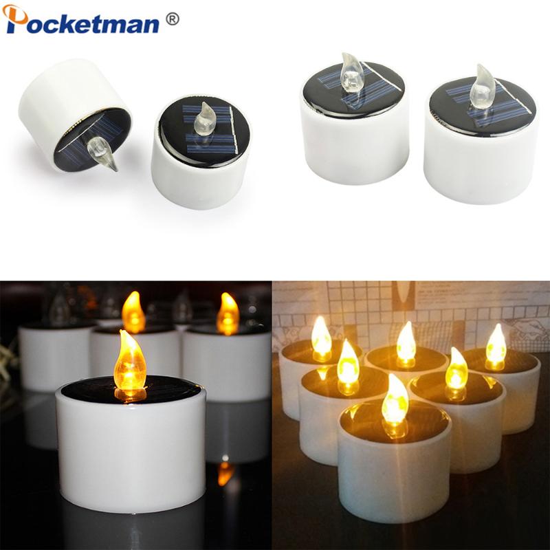

1/2/4 PCS Solar Power LED Candle Light LED Flameless Candle Lamp Flicker Light for Festival Wedding Party Garden Home Decora