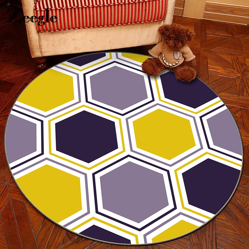 

Zeegle Nordic Style Round Carpet For Living Room Coffee Table Room Bedroom Rug Soft Kids Play Mat Computer Swivel Chair Cushion, Round 08
