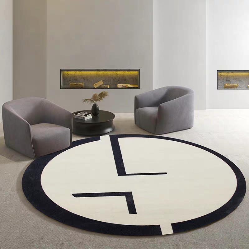 

Nordic geometric round shaped living room rug , decoration parlor carpet, INS popular machine weaved area rug, As picture