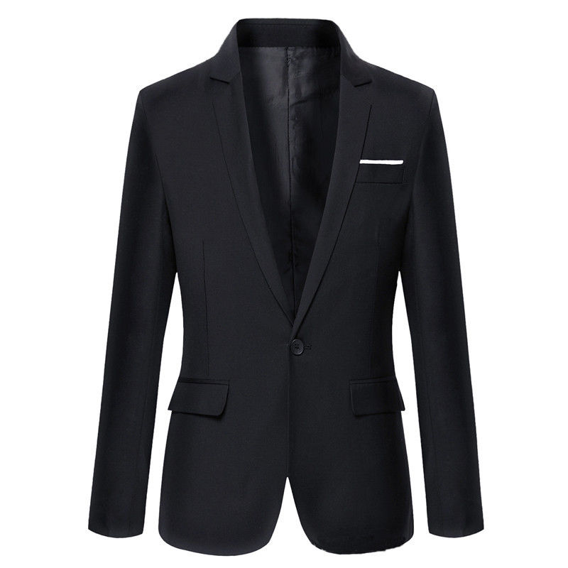 

Men' 2020 Office Suit Jackets Fashion Slim Business Wedding Party Cotton Jacket High Quality Solid Mens Suit Newest 4 Colors, Black