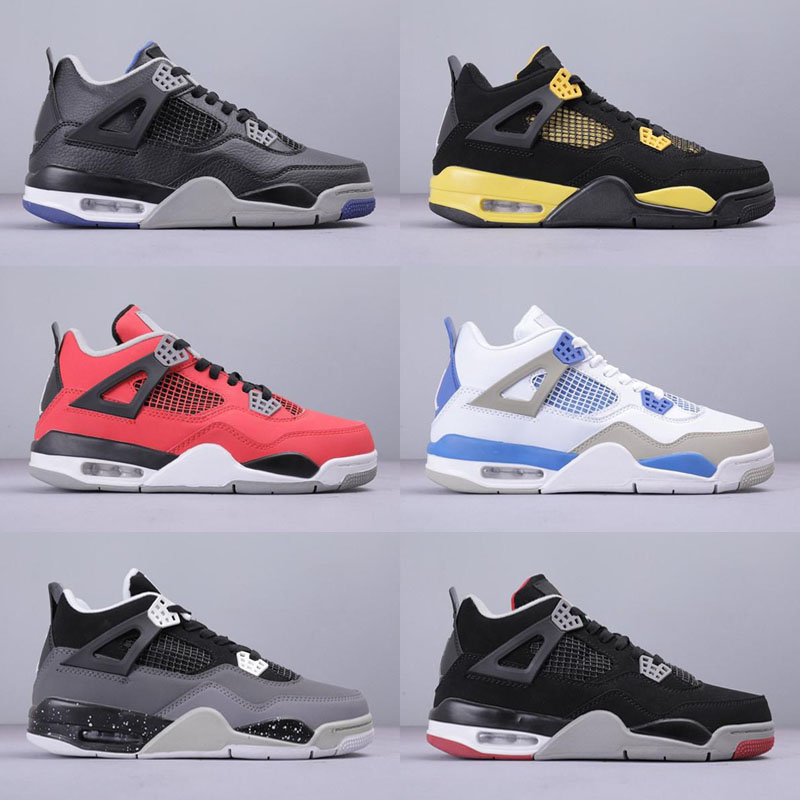 

Classic Jumpman 4 Military Blue Varsity Red Toro Bravo Black White Mens Basketball Shoes High quality Sports Shoes 4s Trainers Men Sneakers, As photo 9