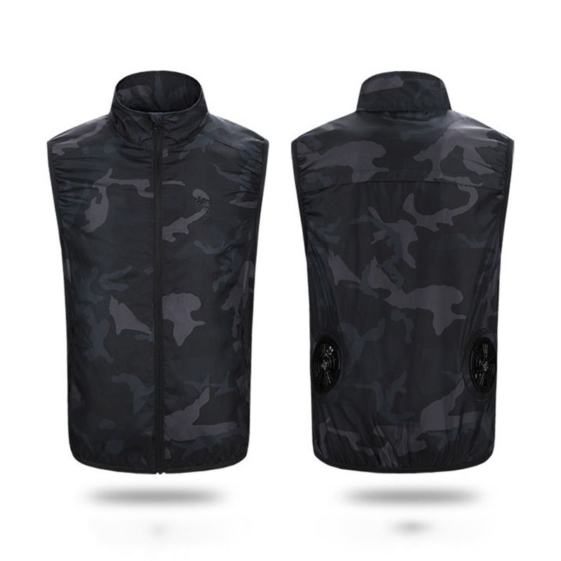 

New Sportwear Man' T-shirt Summer Fan Cooling Vest Breathable USB Smart Charging Clothing Men Women Outdoors Sunscreen Jacket, G1