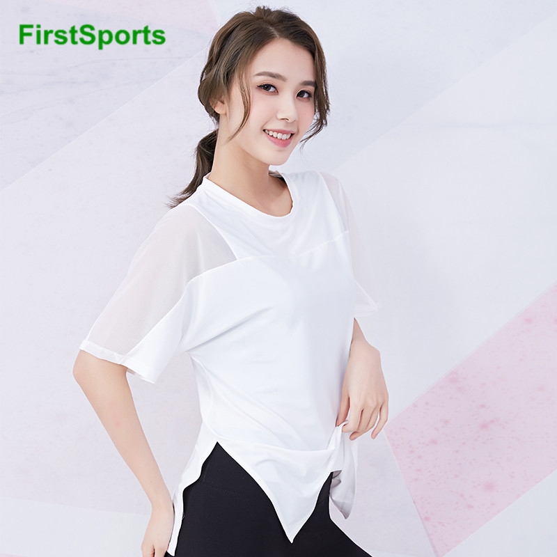 

Women Mesh Sports Yoga Shirts White Gym Short Sleeve Tops Nylon Loose Quick Dry Sportswear Fitness Workout Running T-shirts, Fbf20276