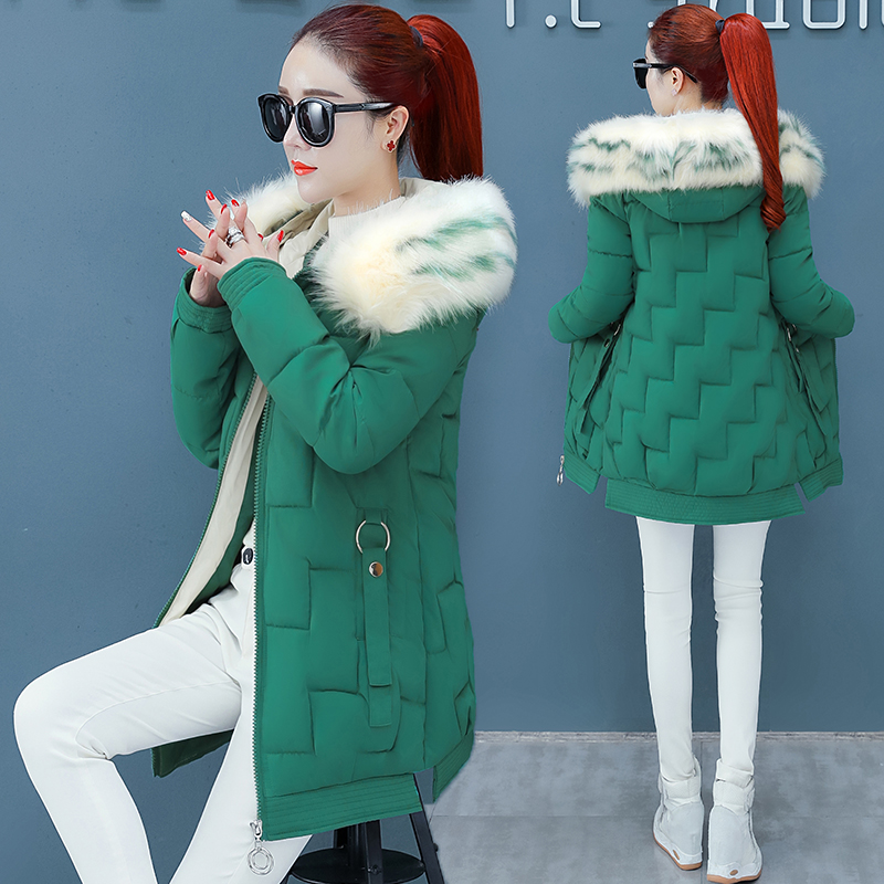 

Wholesale fashion women's large fur collar winter new slim long section down cotton pad size M-XXL, Brick red