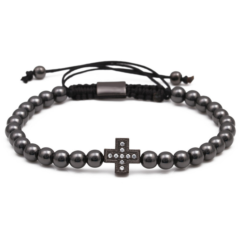

Copper beads Beads Cross Elastic Stretch Bracelet Religion Bangle for Women Men