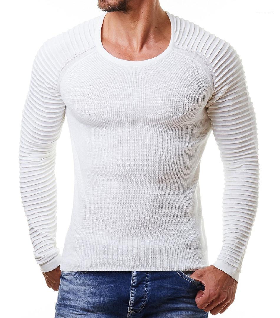 Mode casual Tricoté O-cou à manches longues Hauts Hommes Designer drapées Pulls