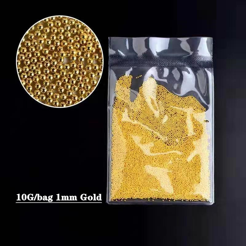 

10g/bag METAL Caviar Mini Micro Ball Beads Silver Gold Rose Gold Metallic Pearl Charm Ball Bead in Wheel box Nail Arts Decorate