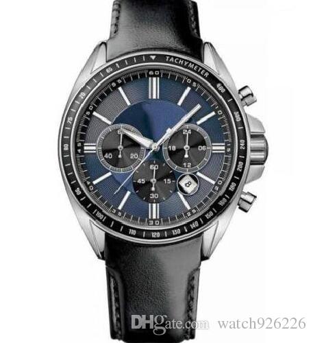 

1513077 Driver Sport Chronograph Black Leather Watch, Silver