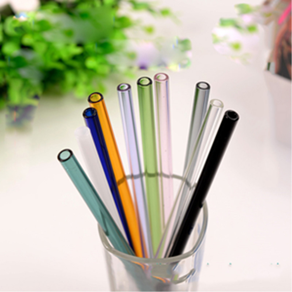 

1pc Glass Drinking Straw Bar Wine Drink Colorful Straw Diameter 8mm Wedding Birthday Party Fun Drinking