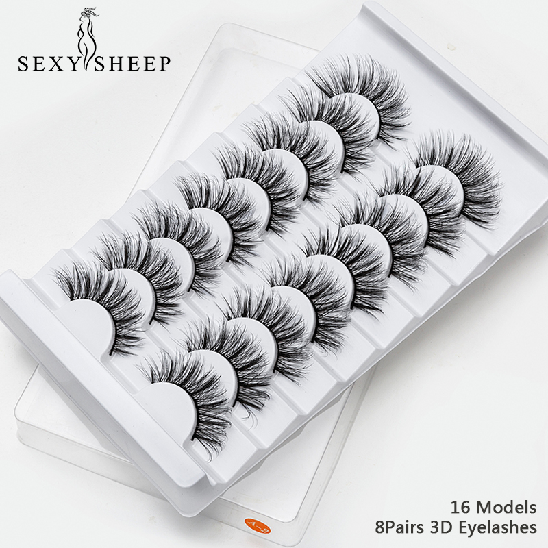 

SEXYSHEEP 4/8 pairs 3D Mink Lashes Natural False Eyelashes Dramatic Volume Fake Lashes Makeup Eyelash Extension Silk Eyelashes