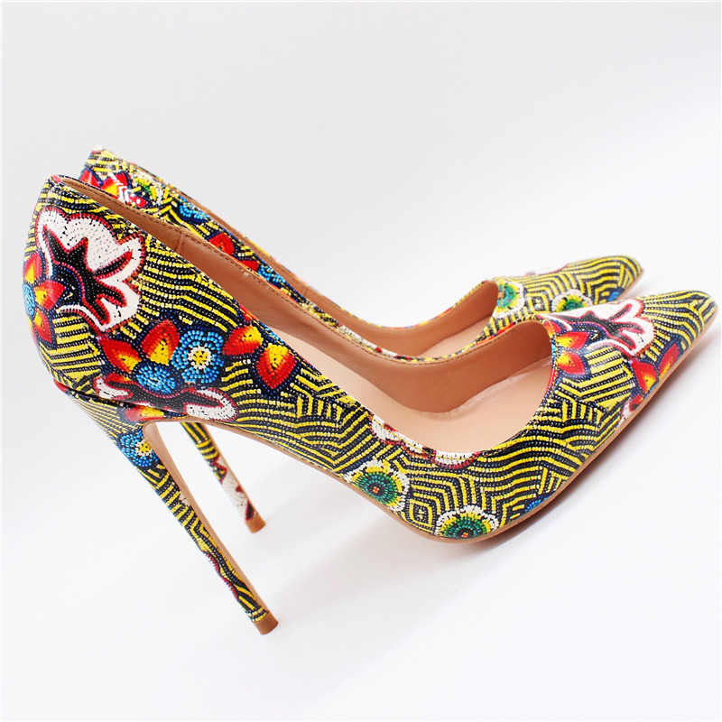 

Casual Designer Sexy lady fashion printed canvas patent leather pointed toe high heels shoes 12cm 10cm 8cm Stiletto heeled brand new luxura