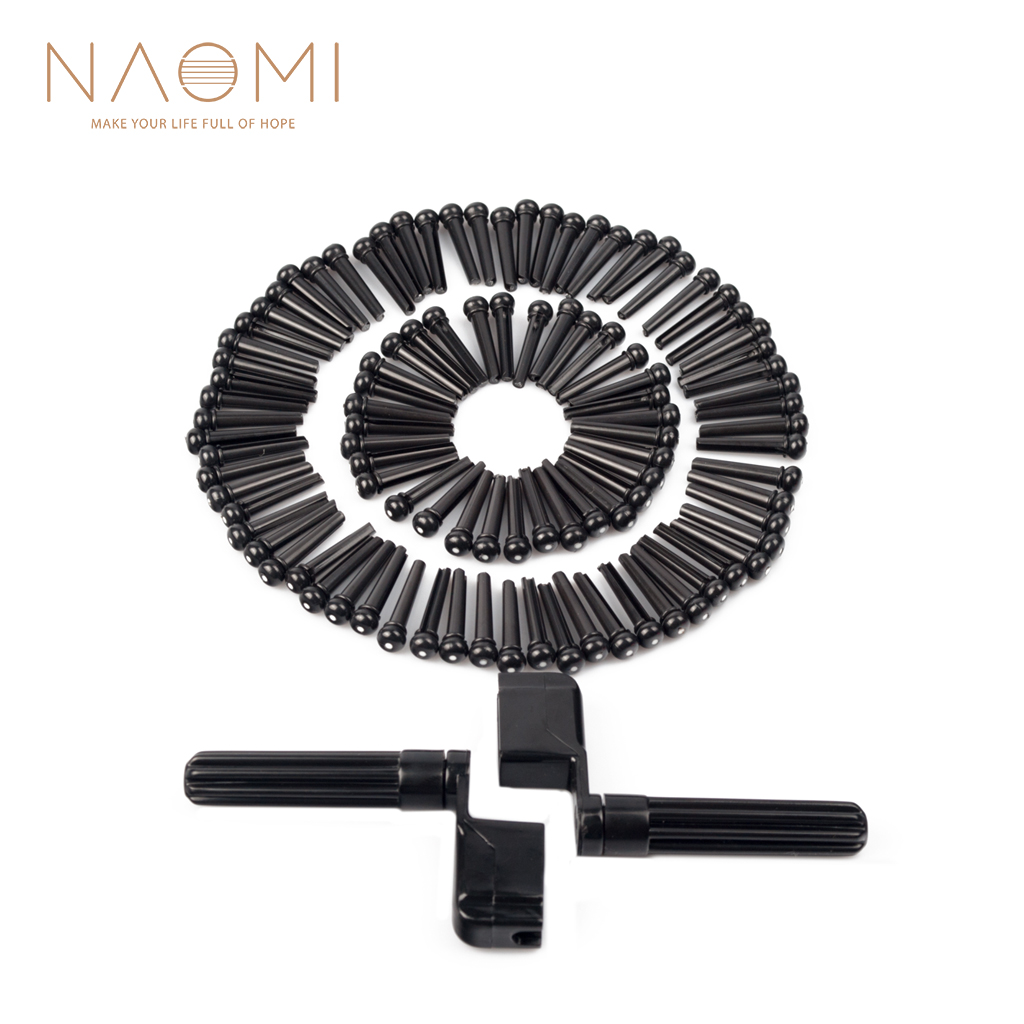 

NAOMI 100PCS Acoustic Guitar Pins + 2PCS Guitar String Winder Pegs Bridge Pins Black Guitar Parts Accessories New