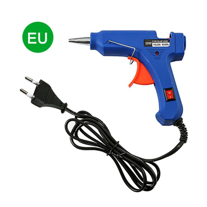 

High Temp Heater Melt Hot Glue Gun 20W Repair Tool Heat Mini Gun emovable Anti-hot Cover EU UK US Use 7mm Glue Sticks Kit