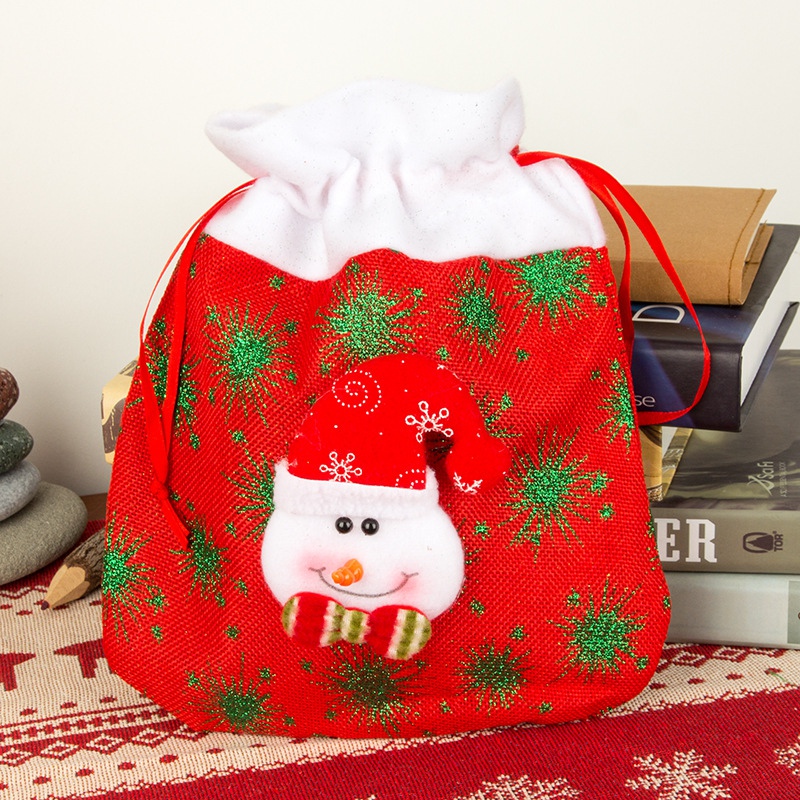 

Christmas Gift Bags Drawstring Linen Stockings Candy Holder Treat Bags