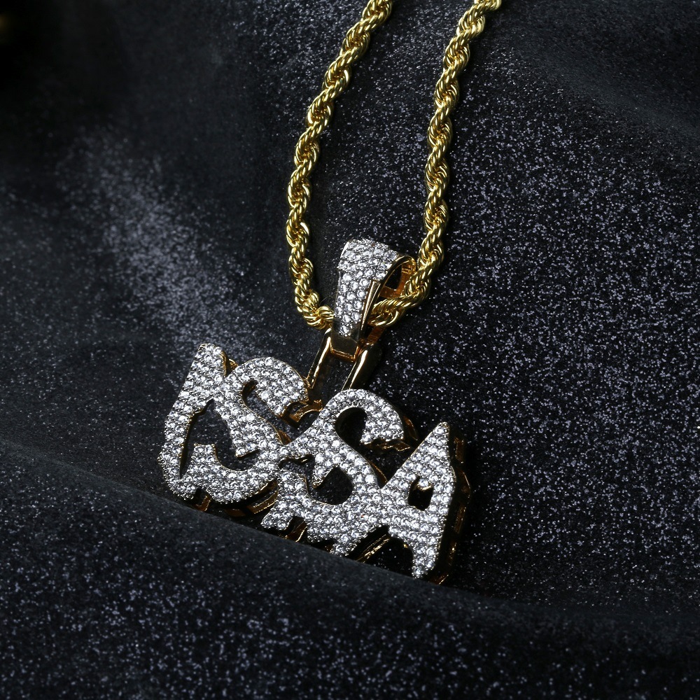 

Issa Letter Hip-hop Necklace Ornaments Micro Zirconium Shi Man Pendeloque Cut