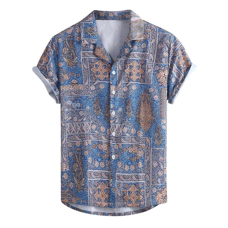 

PADEGAO Men' Summer Fashion Casual Lapel Print Short Sleeve Shirt Top Blouse Men' Shirts Winter Purchasing PDG1205