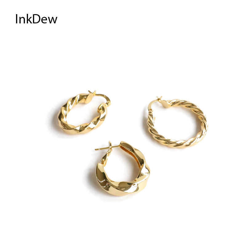 

Charm INKDEW 2021 Gold Color Knot Earrings For Women Twisted Hollow Round Circle Irregular Winding Curved Geometric