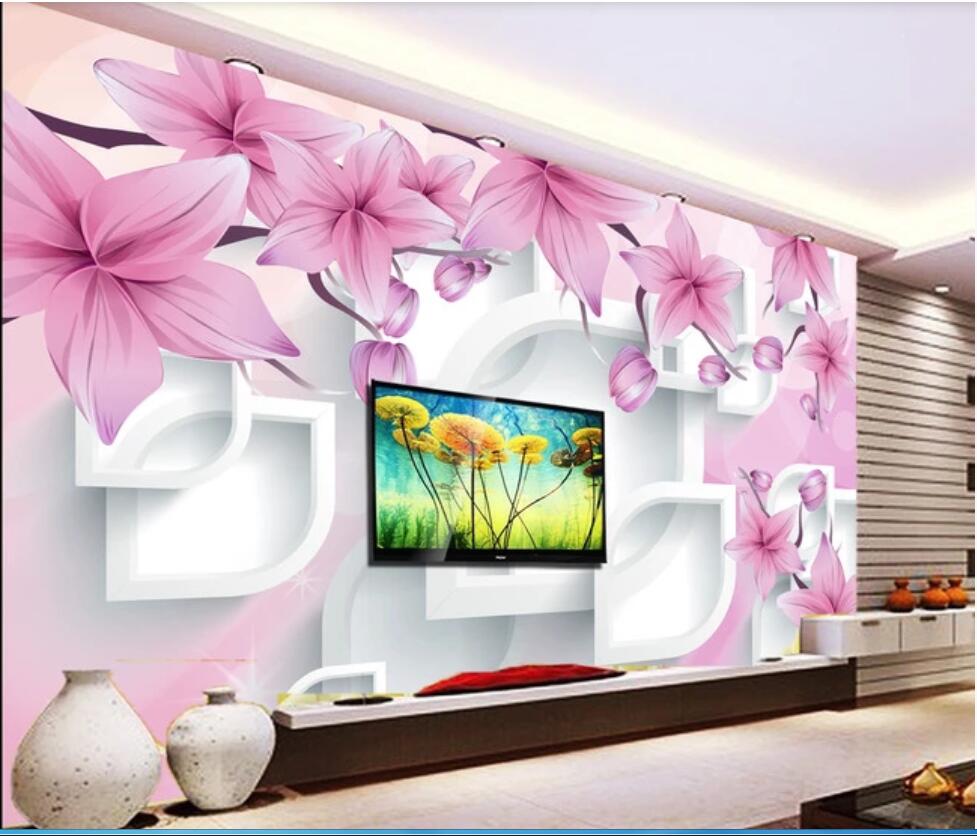 

3D wall covering custom mural wallpaper Warm and elegant romantic pink flower 3D background wall party decorations home decor wall papers, Black