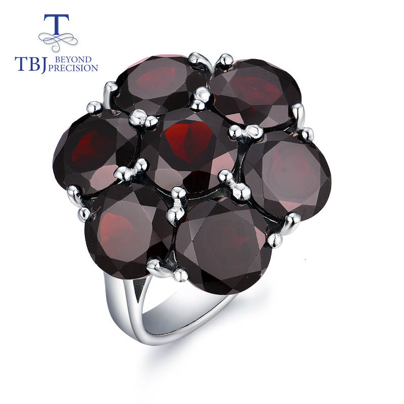 

TBJ,natural gemstone black garnet flower style rings 925 sterling silver fine jewelry for woman anniversary & birthday nice gift CJ191210