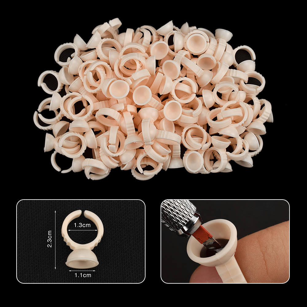 

100pcs/set Disposable Glue Permanent Makeup Ring Tattoo Ink Pigments Holder Rings Container/Cup L Size free shipping
