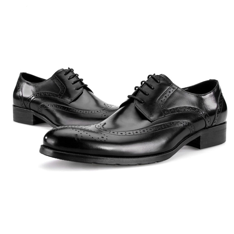 

mens formal genuine leather oxford shoes for men italian dress shoes wedding shoes laces leather, Black