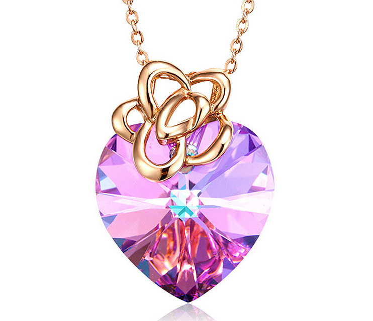 

Fashion- European and American character amethyst heart necklace uses Swarovski crystal necklace