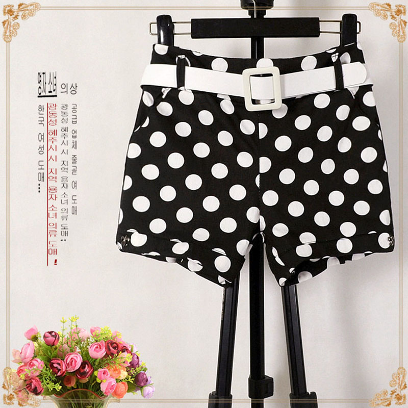 

Elastic Waist Side Slits Slim Floral Print Shorts Summer Women's Clothing Sashes Casual Elastic Waist, Black