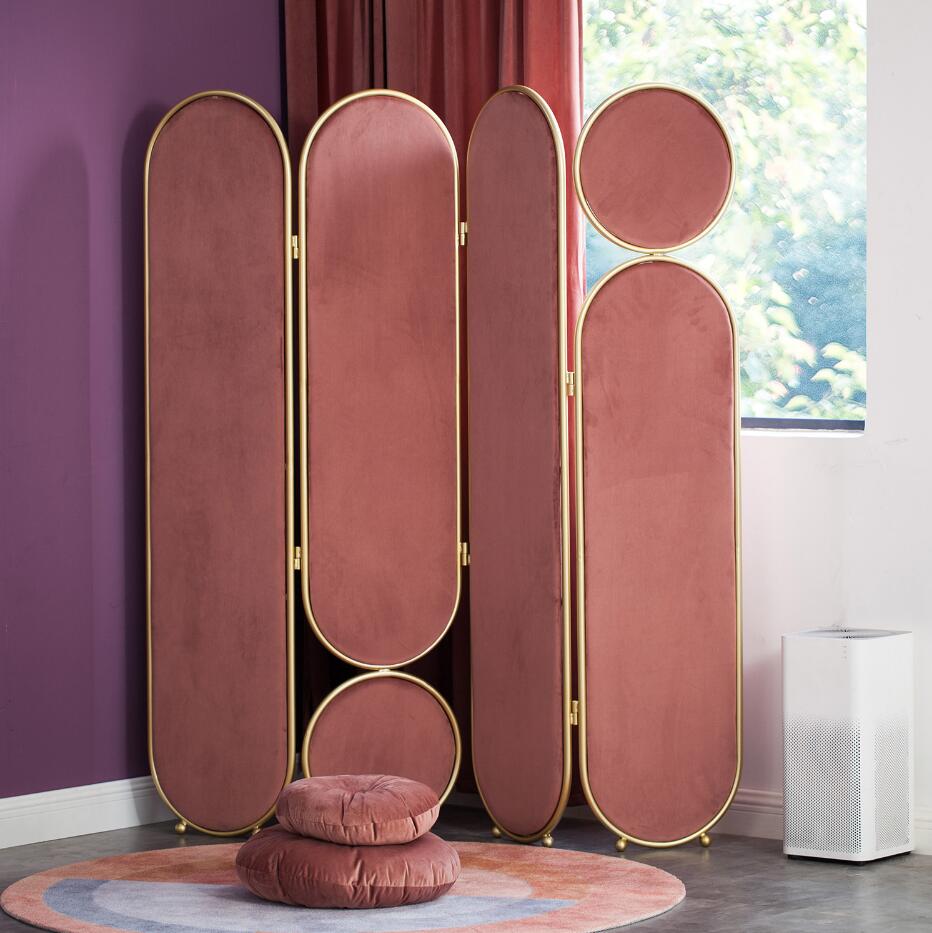 Metal Dividelight luxury folding movable Room Dividers Nordic partition handmade fabpartition fan Secret Fans national style handwork original-image-510994922