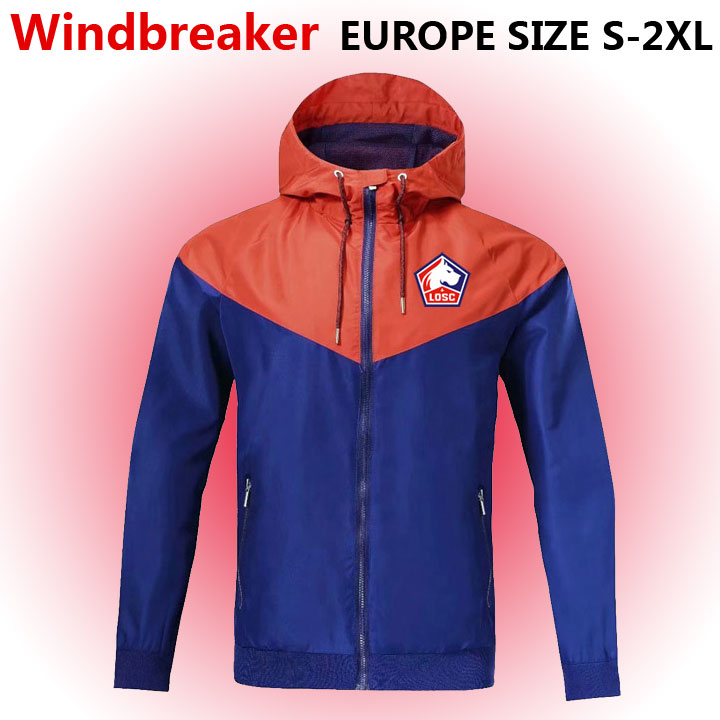 

Lille LOSC Windbreaker zipper jacket, Lille LOSC Hooded soccer Windbreaker Football jacket Sportswear Lille full zipper coat Men's Jackets, Black;brown