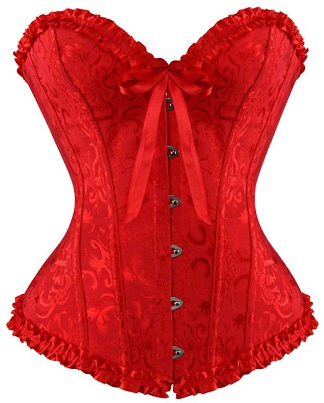

Corsets for Women Corset Top Bustier Overbust Lace Up Corset Plus Size Waist Support Belt, Red