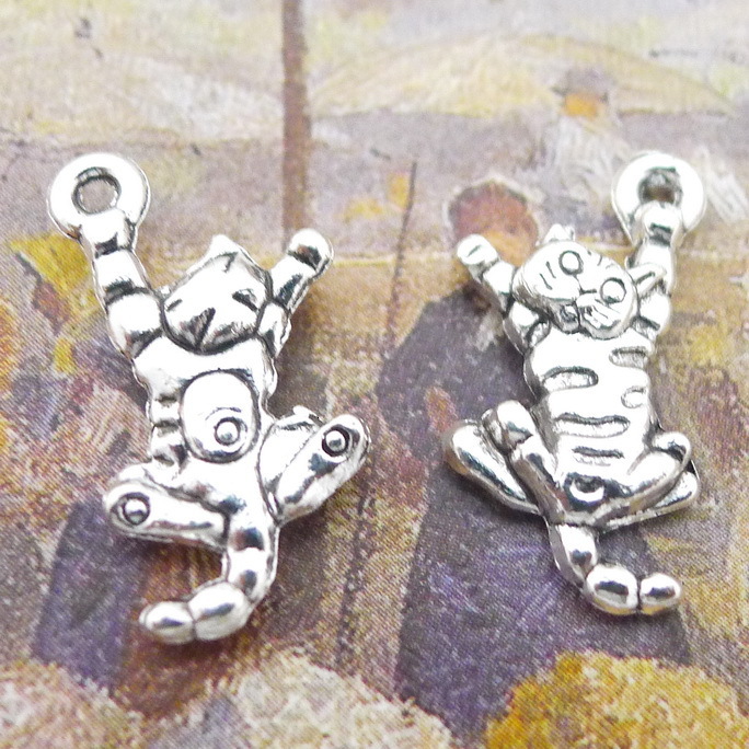 

B4558 13*23mm Kitten Ancient Silver Combine Gold Product Parts 200 Individual / Package 1.2 G