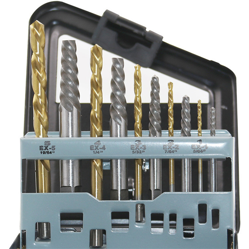 

10pcs Convenient Cobalt Left Hand Drill Bit Broken Bolt Damaged Screw Extractor Set with Metal Case To Collect The Tools