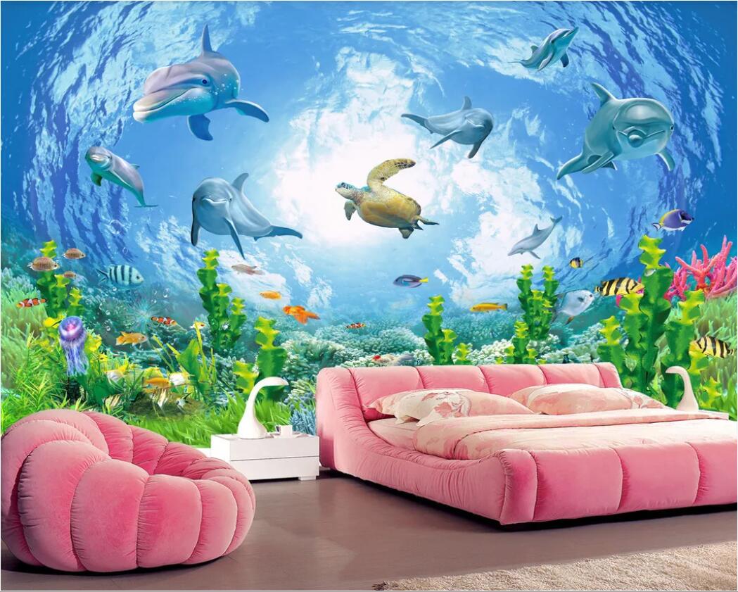 

3d room wallpaper custom photo mural Fantasy Underwater World TV Background Wall home decor wall art pictures wallpaper for walls 3 d, Non-woven fabric