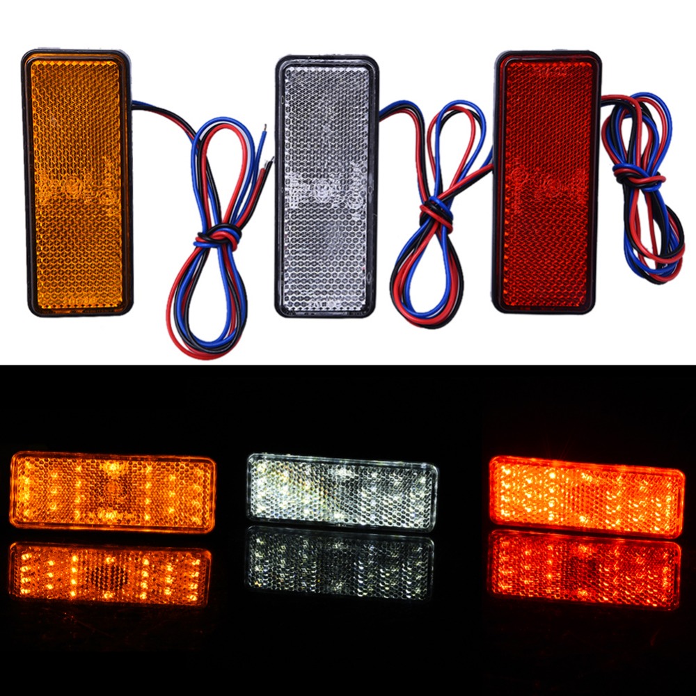 

24 SMD LED Tail Brake Turn Auto Light Square Reflector Motobike LED Lights Red White Yellow Light 12V
