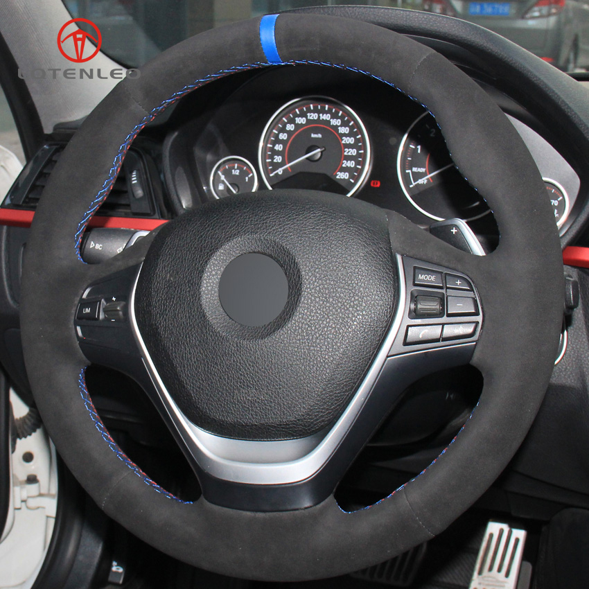 

Black Suede Car Steering Wheel Cover for BMW F20 F21 F22 F23 118i 120i 125i 120d 218i 228i 420i 430i 435i 428i 440i 220