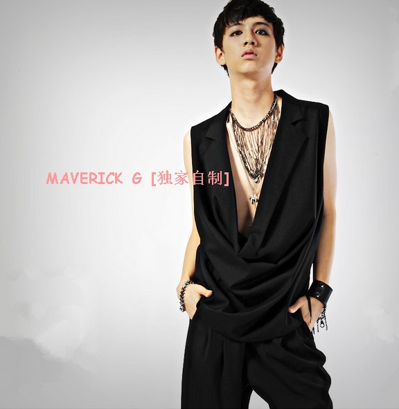 

6XL 2019 New men clothing Hair Stylist Fashion Irregular stacked deep V vest Waistcoat plus size costumes, Black