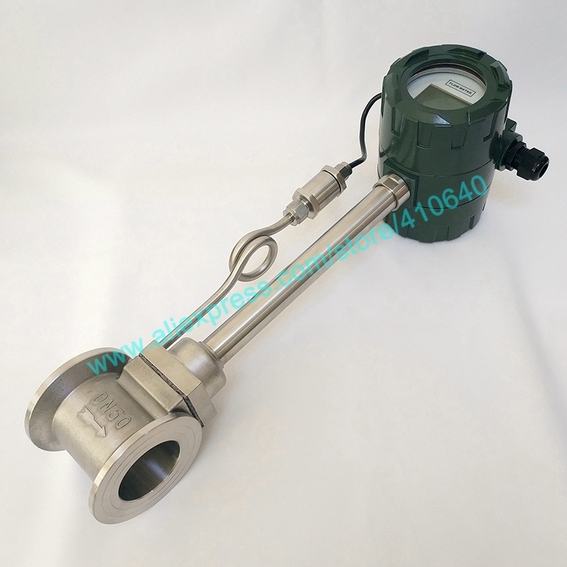 DN50 LCD Display Natural Gas Vortex Flowmeter 4 to 20mA and Pulse Output Temperature and Pressure Compensation 24 VDC Power-image-463760797
